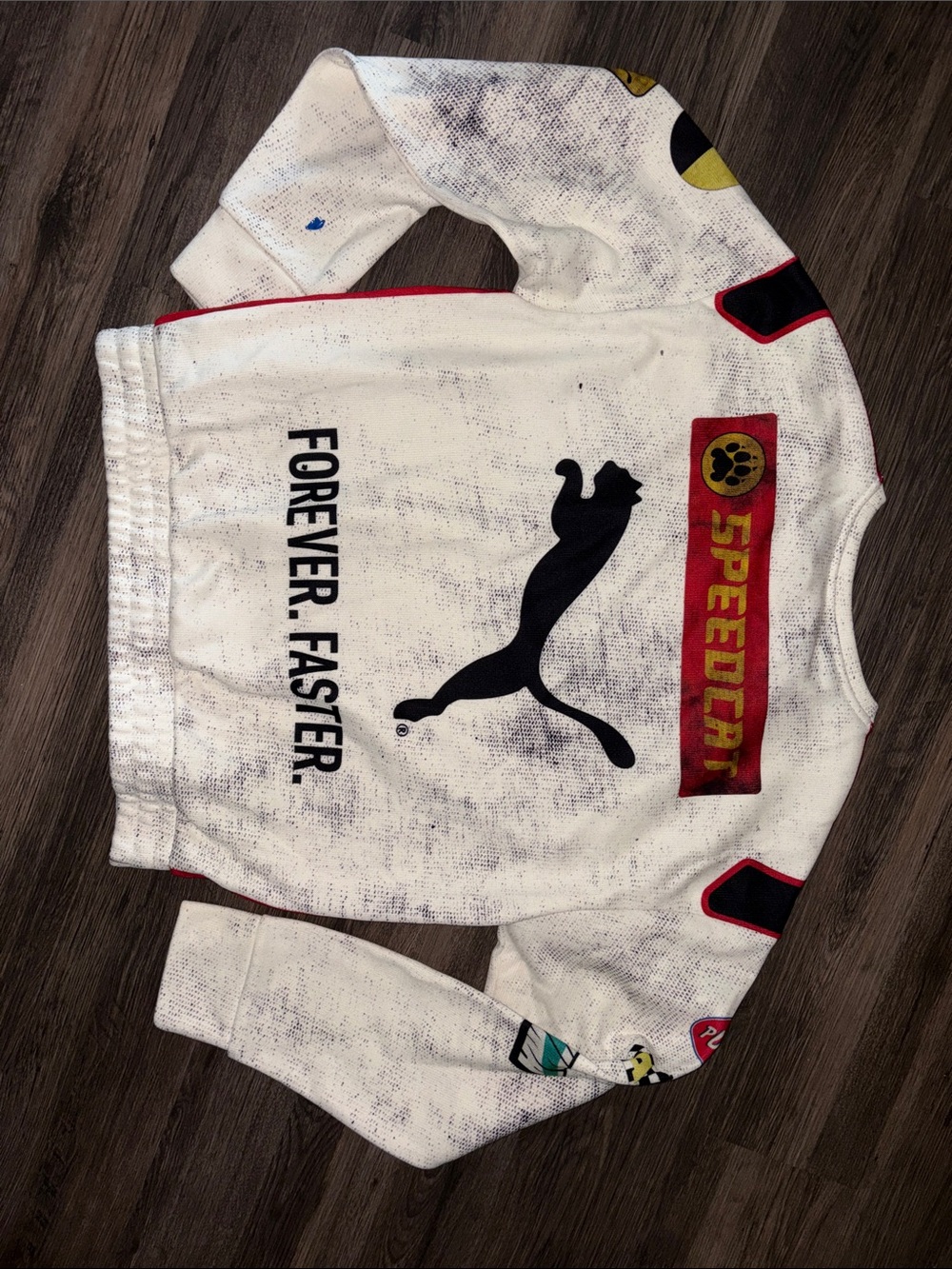 Puma White Crewneck Sweatshirt with Red Racing Graphics - Picture 4 of 5